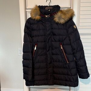 Vince Camuto Black Puffer Jacket with Fur Trim